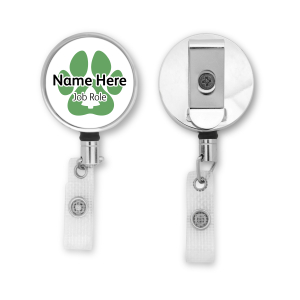 Personalised Metal ID Reel - Christmas Tree Paw Print