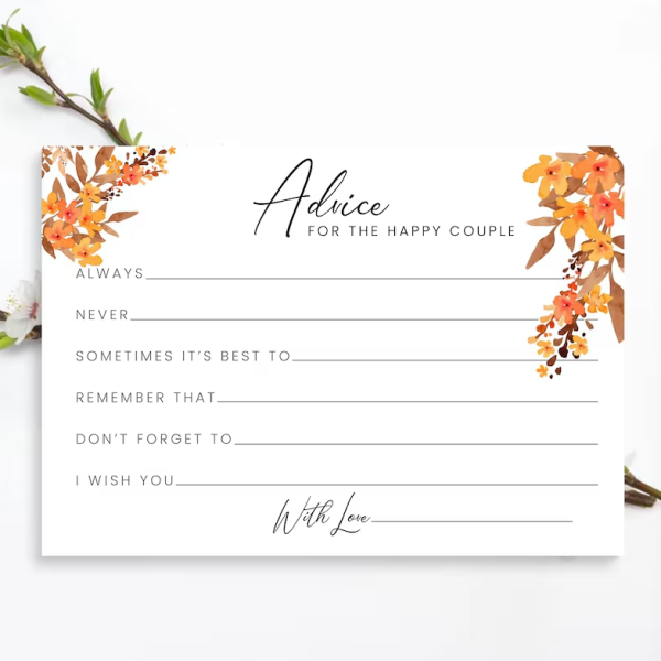 Wedding Advice Cards - For The Happy Couple - Pack of 10