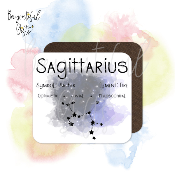 Birthday Coaster - Star Sign with Astrology Background - Aquarius