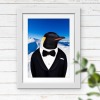 Penguin in clothes, animal print, wall art - A5 - Glossy - Glacier