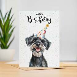 Birthday Card For Him or Her Of A Schnauzer Dog Illustration For Him or Her Birthday Gift