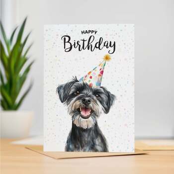 Birthday Card For Him or Her Of A Schnauzer Dog Illustration For Him or Her Birthday Gift