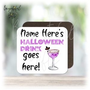 Personalised Colourful Halloween Drink Wooden Coaster - 3