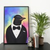 Penguin in clothes, animal print, wall art - A5 - Glossy - Glacier