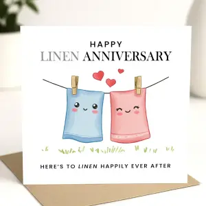 4 Year Anniversary Card - Here's To Linen Happily Ever After