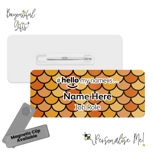 Name Badge - Rainbow Mermaid Scales Hello My Name is... - Orange