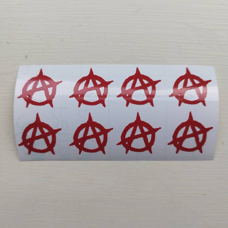 Vinyl Matt Red & Matt Black Anarchy Stickers - 5 - Black