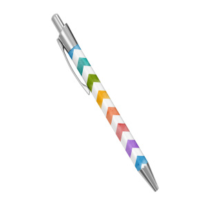 Personalised Retractable Ballpoint Pen - Watercolour Rainbow Zig Zags