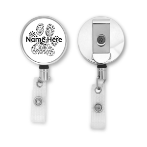 Personalised Metal ID Reel - Floral Paw Print