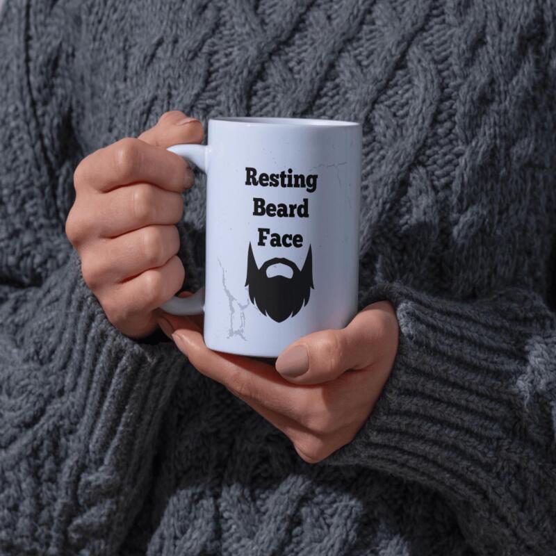 Funny Beard Gift Mug - For Your Husband, Boyfriend, Fiance, Brother, Dad, Son, Or anyone else with a resting beard face