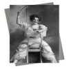 Lady with whip - vintage black and white themed card featuring Lily Elsie actress & singer - 12.6 x 17.7cm and blank inside - made in the UK