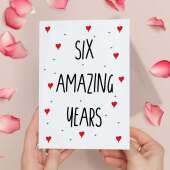 6 Year Anniversary Card For Wife or Husband Anniversary Card for 6th Anniversary Card For Boyfriend or Girlfriend Six Wedding Anniversary
