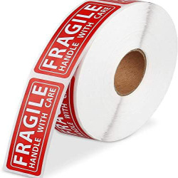 1000 Fragile Handle with Care Labels on a Roll