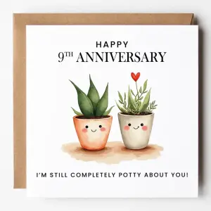 9 Year Anniversary Card - I'm Still Completely Potty About You