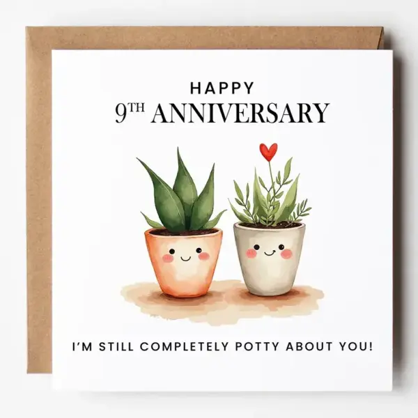 9 Year Anniversary Card For Husband, Wife 9th Anniversary Card, - Standard Smooth Card