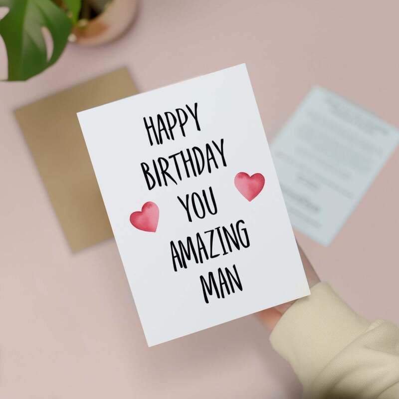 Birthday Card For Husband Card For Friend Card For Him Birthday Card For Boyfriend Birthday Card For Brother or Dad You Amazing Man - Large (5x7) / Blank Message