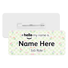 #hello my name is... Name Badge - Pastel Tulip Bow Gingham
