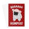 Merry Christmas Card - Funny Bah Humbug Pug - A5 Greeting Card - A5 Portrait - 1 Card