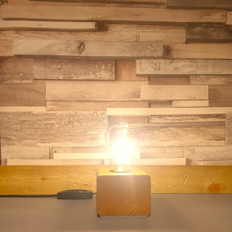 Buy2get3rd free - Small - Rustic Industrial Lamp Inset - Reclaimed Wood - Quirky Square Rectangle - Desk Lamp Table Lamp - Bedside Lamp - Man/She Cave - Handmade
