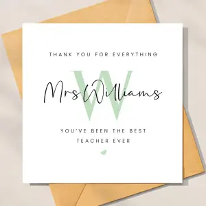 Personalised Thank You Teacher Card - You've Been The Best Teacher Ever