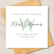 Personalised Thank You Teacher Card - You've Been The Best Teacher Ever - Standard Smooth Card