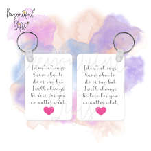 I Will Always Be Here For You High Gloss Rectangular Wooden Key Ring