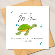 Personalised Thank You Teacher Card - A Turtley Awesome Teacher - Standard Smooth Card