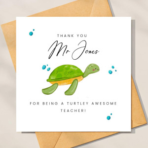 Personalised Thank You Teacher Card - A Turtley Awesome Teacher