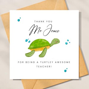 Personalised Thank You Teacher Card - A Turtley Awesome Teacher