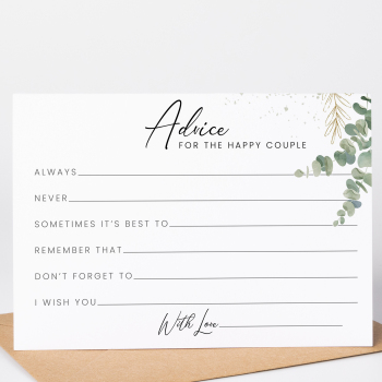 Eucalyptus Wedding Advice Cards – Greenery Bridal Shower Game, Advice for the Bride & Groom Cards, Rustic Wedding Table Stationery