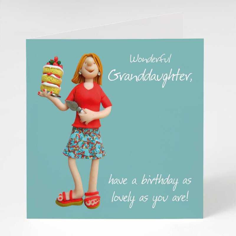 Grown up granddaughter birthday card - designed by Erica Sturla - 15cm square and blank inside, made in the UK