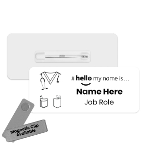 Name Badge - Colour Nurse Scrubs Hello My Name is... - White