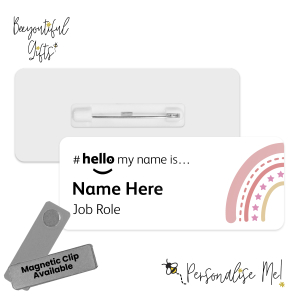 Name Badge - Boho Half Rainbow Hello My Name is... - Design 2