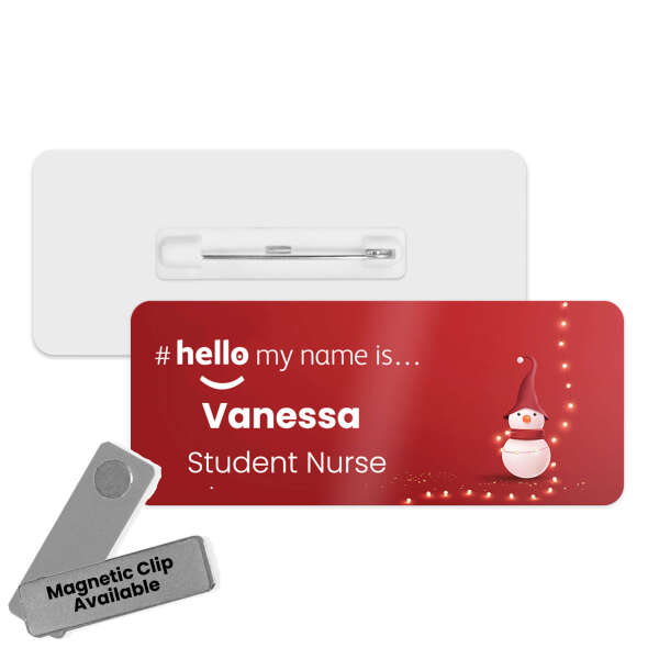 #hello my name is... Name Badge - Snowman In Lights