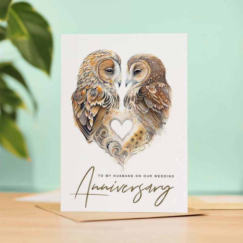 Anniversary Card For Husband Anniversary Card To My Husband Wedding Anniversary Card For Her Husband Anniversary Card Love Birds Card - Large (5x7) / Blank Message