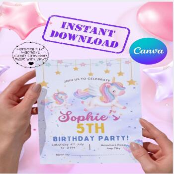 Printable Unicorn Birthday Invitation Template