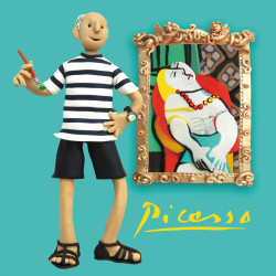 Picasso, an art themed greetings card from Erica Sturla's Artist at Work range, 150mm square and blank inside for your message