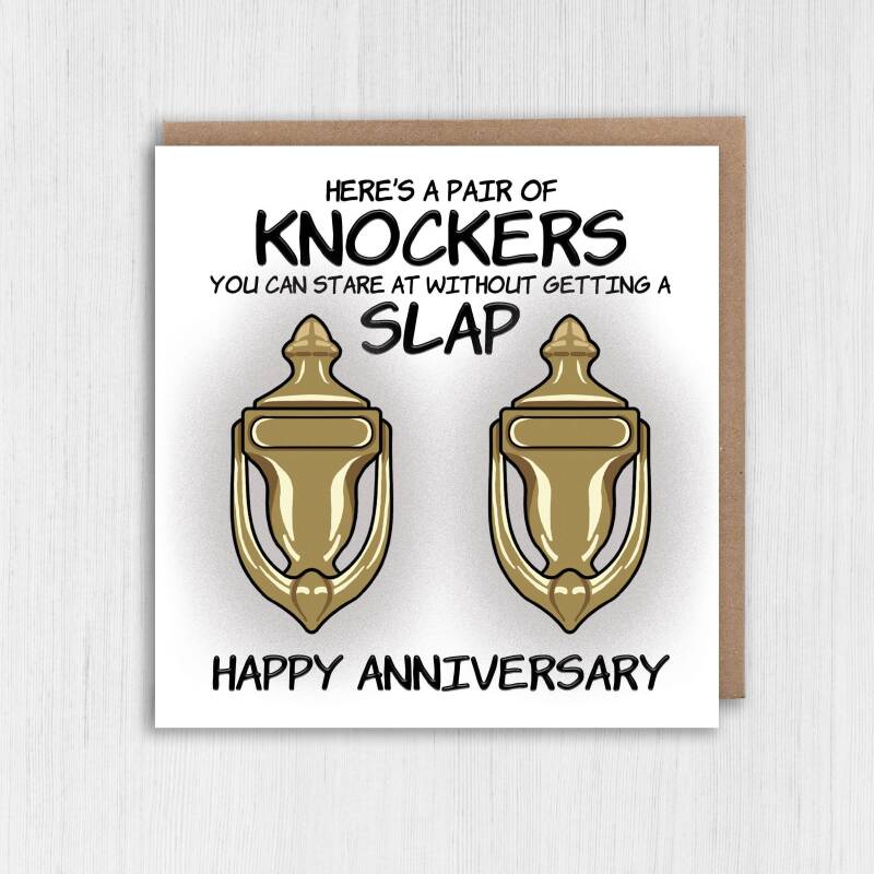 Here's a pair of knockers you can stare at without getting a slap funny, rude, breasts, boobs, tits, anniversary card Size A6/A5/A4/Square - A6: Single card