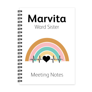 Personalised A5 Notebook - Retro Heartbeat Rainbow