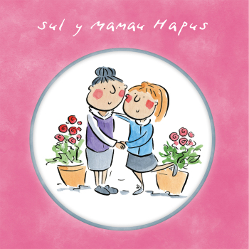 Holy Mackerel Sul y Mamau Hapus (flowers) cerdyn Cymraeg. Welsh language Mothers Day card for Mam on Mothering Sunday. 15cm square and blank inside for your own message.