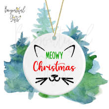 Ceramic Christmas Tree Decoration - Meowy Christmas