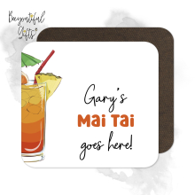 Personalised Drinks Coaster - Hand Drawn Mai Tai Cocktail