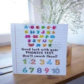 Handmade PHONICS Test Good Luck Card