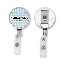 Personalised Metal ID Reel - Pastel Gingham Moon & Stars