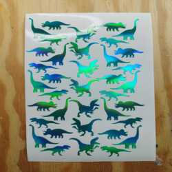 Dinosaur stickers in Chrome Green