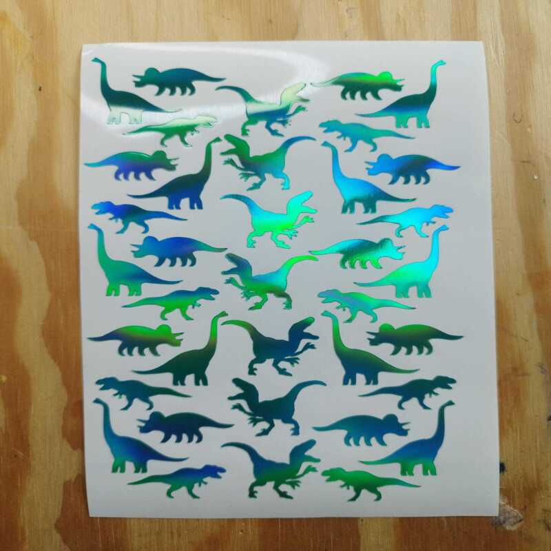 Dinosaur stickers in Chrome Green