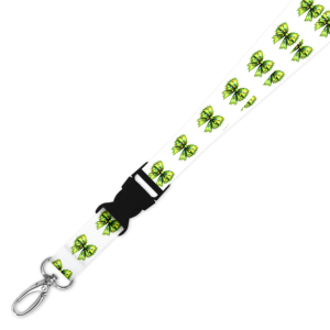 Double Breakaway Lanyard - Green Fur Coquette Ribbon