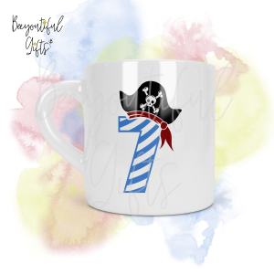 Personalised Pirate 7th Birthday Number Smug Mug® (6oz)