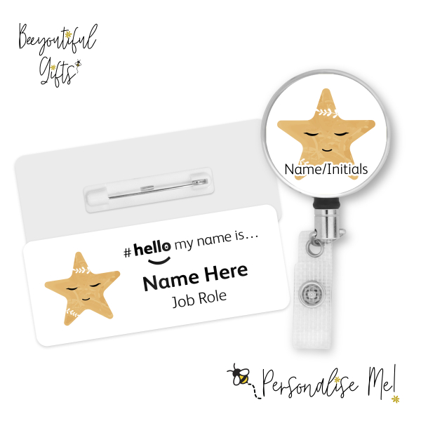 #hello my name is... Name Badge & Metal ID Reel - Boho Baby Star