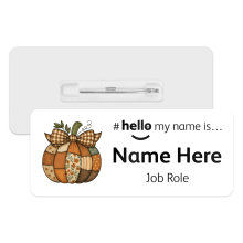 #hello my name is... Name Badge - Retro Patchwork Pumpkin